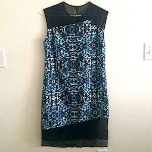 PARKER black printed shift dress XS